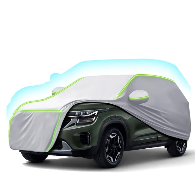 AUTODIAG Cubierta para Auto SUV,520x200x180CM Funda Impermeable con Forro ALGODÓN,Cremallera y Cinta