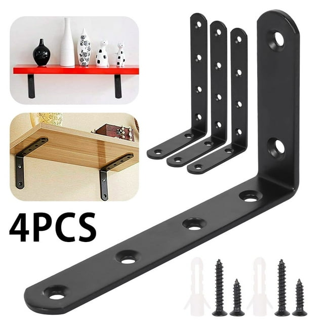 4PCS Étagère Triangle Noir Robuste Trépied Triangle Supports Échafaudage Support Industriel Robuste en Forme de L Angle de Joint d'Entretoise d'Angle