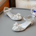 thumbnail image 5 of LOVZFMLL Girls Dress Shoes Sparkly Bow Mary Jane Sandals Low Heels Wedding Party Prom Princess Shoes for Toddler Kid Silver 4-4.5 Years, 5 of 9