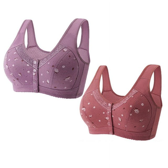 WTXUE Bras for Women Pack of 2, Deep V-Neck High Support Bras for Women Adjustable Strap Full Coverage Up Bras Comfortable No Underwire Wireless Bras (Coffee, XXL)
