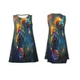 thumbnail image 7 of Fotbe Neon Seahorse Underwater Realm Pattern Women’s Summer Tank Midi Dress – Sleeveless A-Line Dress, Floral T-Shirt Dress, Casual Flowing Beach Sundress, 7 of 7