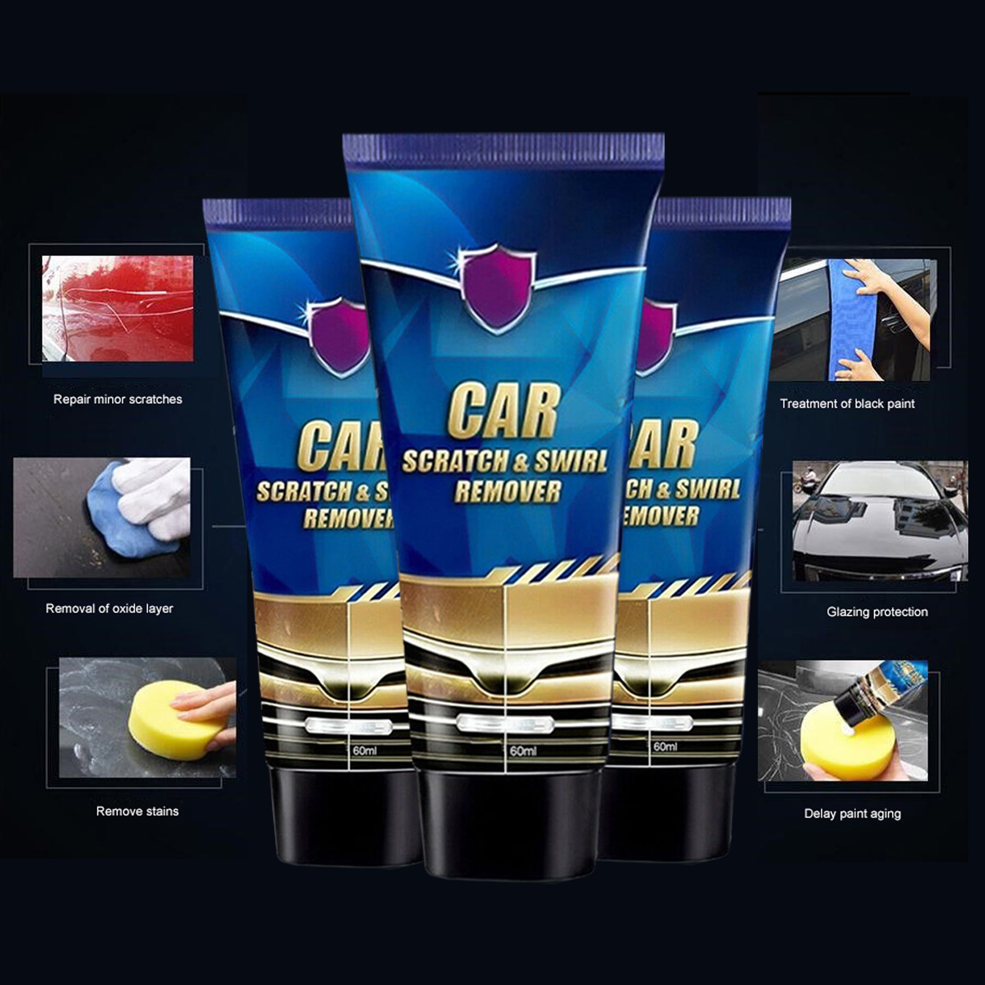 60ml Car Scratch Swirl Repair Kit Polishing Wax Cream Paint