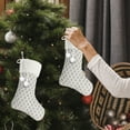 thumbnail image 5 of Anhility Large Size Christmas Stockings with Pom Poms, 18 Inches Cable Knitted Stocking Gifts & Decorations for Family Holiday Xmas Party, Silver, 5 of 6