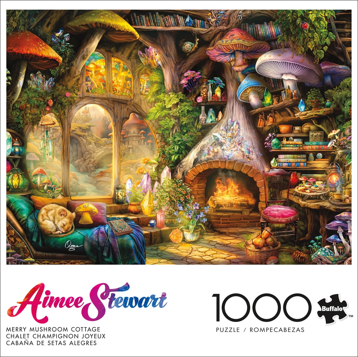 Buffalo Games Merry Mushroom Cottage 1000-Piece 26.75 x 19.75-Inch Interlocking Jigsaw Puzzle for Adults Ages 14+