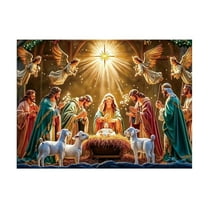 Steadline Nativity Scene Christmas Banner Decor - Starry Sky Themed Fabric Wall Hanging for Holiday Church Decorations - Religious Christmas Celebration Backdrop