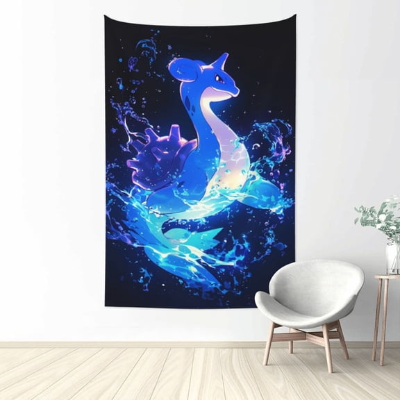 Lapras Tapestry Aesthetic Wall Hanging for Living Room Bedroom Art Tapestries Poster Blanket College Dorm Home Decor 60x40 Inch