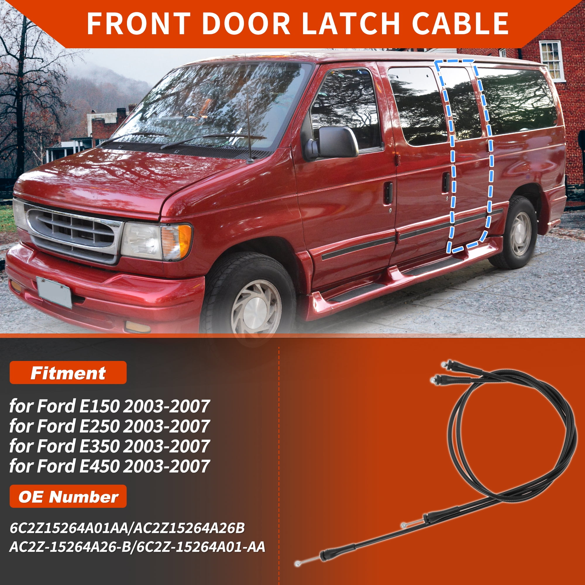 Unique Bargains Cargo Door Latch Release Cable for Ford E150 E250 E350 E450 2003-2007