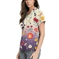 thumbnail image 2 of Maternity Scrubs for Nurses,Women's Floral Printed Scrub Tops - V-Neck Stretch Fabric with Utility Pockets - Purple - XL, 2 of 4