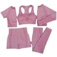 thumbnail image 4 of Ropa de yoga de cinco piezas, pantalones ajustados de cintura alta con tiburón, pantalones cortos, ropa de entrenamiento, traje al aire libre, 4 of 6