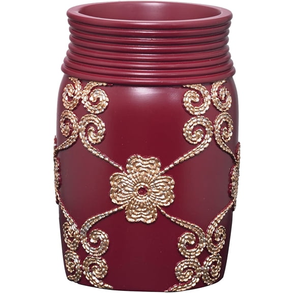 Popular Bath Elegant Rose Tumbler, Burgundy, 3x3x5 Inches