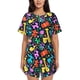thumbnail image 1 of Balery Colorful Air Balloons1 Conjunto de Pijama para Mujer con Estampado, Dos Piezas de Manga Corta y Shorts, Ropa de Dormir Suave con Cuello Redondo y Bolsillos-Small, 1 of 6