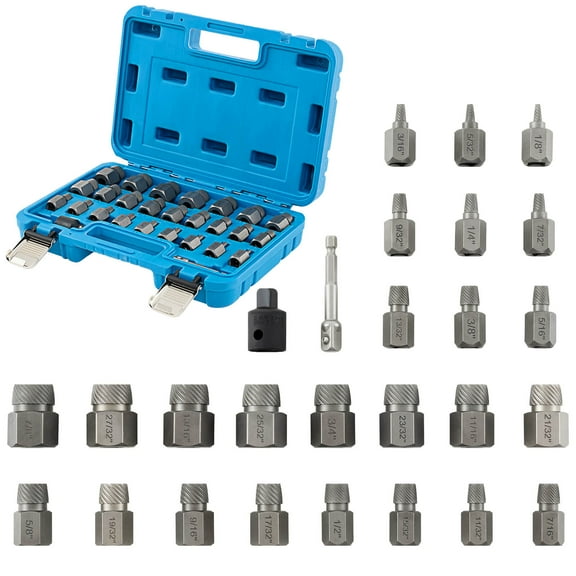 Costway 27 PCS Multi-Spline Screw Extractor Set with 3/8" Drive Hex Head Bolt Remover Blue