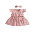 thumbnail image 1 of Robe d'Été pour Tout-Petites Filles en Coton et Lin à Volants, Dos Nu, Sans Manches, Décontractée pour la Plage et les Fêtes, 1 of 6