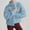 Blue, variant on Womens Long Sleeve Cropped Sherpa Fleece Jacket Casual Teddy Zip Up Fuzzy Coat Fall Winter Fluffy Outerwear
