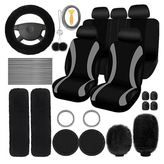 SPRING Fluffy Car Decor Car Cover Set Car Interior Makeover Soft Plush Car Interior Covers 45 Essential Car Accessories