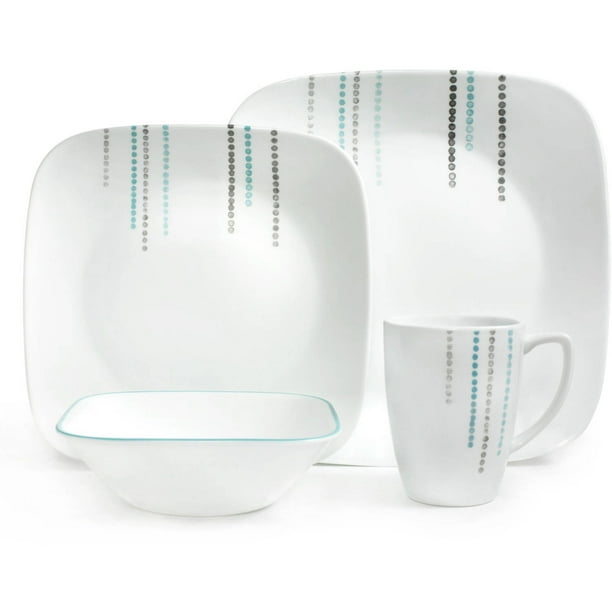 Corelle Square Rain Drops 16Piece Dinnerware Set