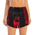 thumbnail image 2 of Balery Black Panther Red Background Pantalones cortos deportivos para mujer con forro y dos bolsillos, elásticos, para entrenamiento, gimnasio, yoga-Small, 2 of 7