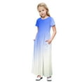thumbnail image 3 of ATOGUTA Girls Beach Cover Up Dresses Short Sleeve Stretchy A-Line Sundress Casual Gradient Long Dresses Blue, Size 4-14 Years, 3 of 6