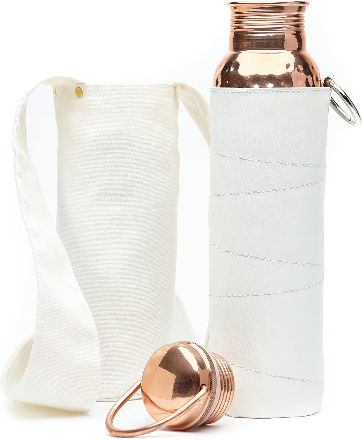 UM Authentic Ayurvedic Copper Water Bottle With Handle (34 oz/1000 ml) | Lab-Tested, Leak-Proof | Includes Free Sleeves & Carrying Bag | Ideal for Drinking Water