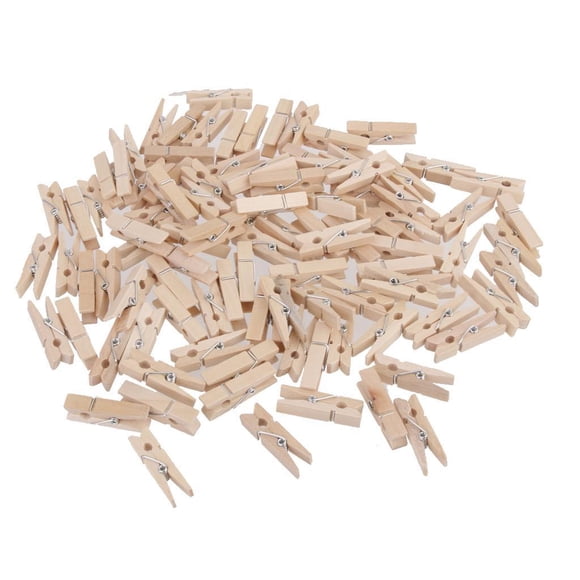 100 piezas de pinzas de madera natural para papel fotográfico, pinzas para ropa, pinzas para manualidades, pinzas de resorte para colgar fotos en color madera 4.5cmx0.7cm