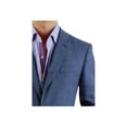 thumbnail image 3 of DTI BB Signature Men's Two Button Linen Blazer Modern Fit Jacket Blue Check, 3 of 5