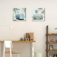 thumbnail image 4 of Ocean Beach Theme Wall Art Decor Coastal Tropical Palm Trees Cute Vintage Van Canvas Prints Poster for Living Room Bedroom Bathroom Decoration (Blue set, 12" x 12" x 2), 4 of 5