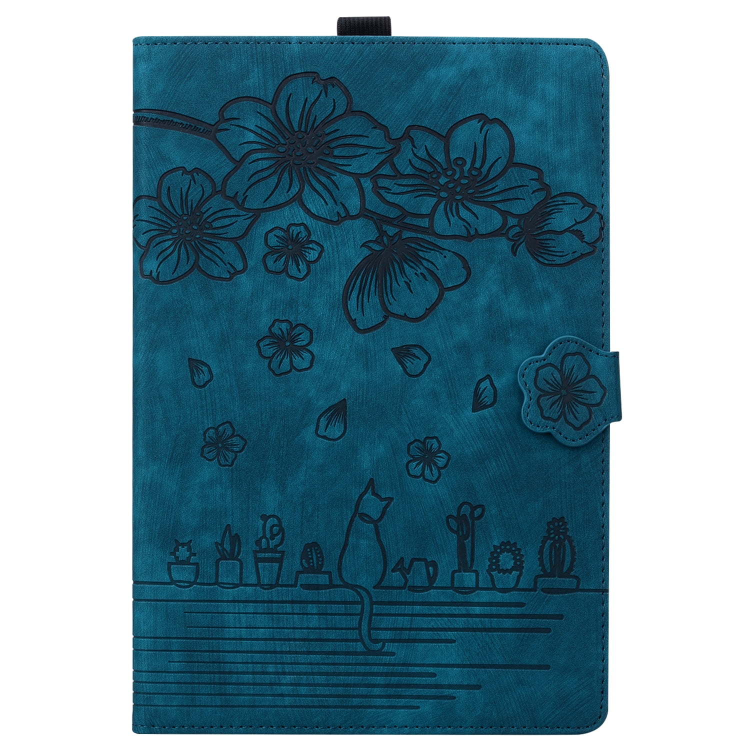 Allytechgroup Premium iPad Air 11 Case 2024 - Stylish Sakura Embossed Shockproof Tablet Case Cover for Apple iPad Air 11 Inch 2024 with Auto Sleep/Wake, Flip Cover, Stand & Pencil Holder, Blue