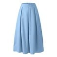 thumbnail image 4 of Womens Ankle Length Pleated Maxi Skirts for Women High Waist Solid Color Loose Flowy Long Skirts with Pockets, 4 of 5