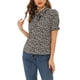 thumbnail image 4 of Blusa floral de manga abullonada con cuello de solapa y cuello en V para mujer INSPIRE CHIC, talla S, color negro, 4 of 6