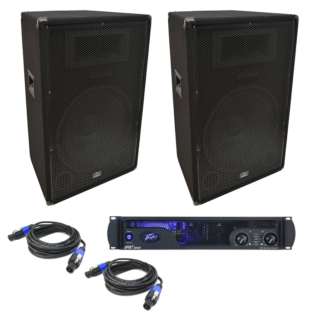 (2) Harmony Audio HAV15P DJ 15" 900W PA Speaker Peavey IPR2 2000 Amp
