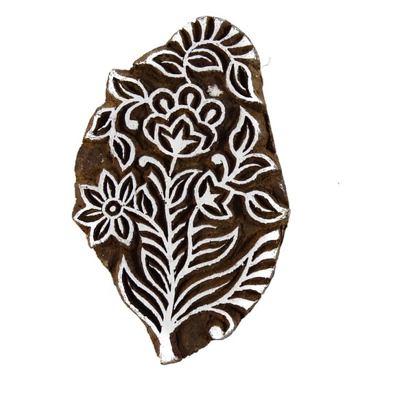 Wooden Printing Block Floral Designer Indian Wood Block Art Printer Stamp Pb