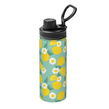 

Lukts Lemons Chamomile Flowers And Leaves Print 18oz Insulated Sports Kettle Outdoor Sport Gym Stainless Steel Water Bottles