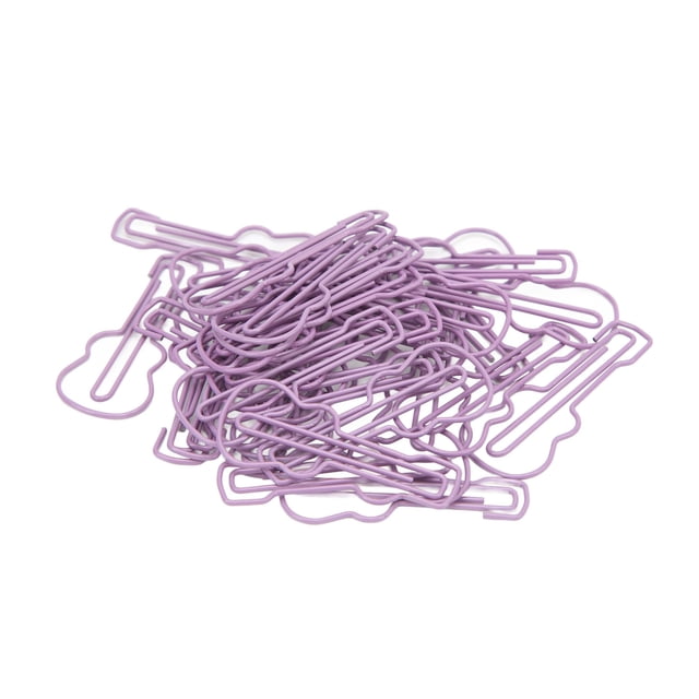 Paperclip Clamp Set,50Pcs Purple Guitar Shaped Purple Paper Clips Office Paperclip Next-Gen Design