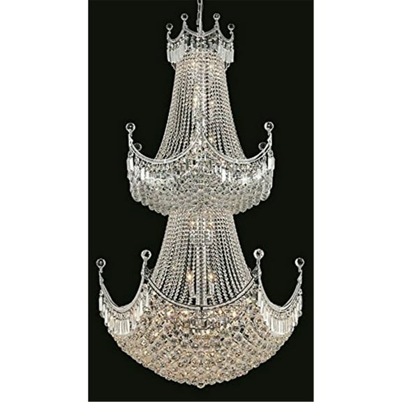 8949 Corona Collection Large Hanging Fixture D36in H66in Lt:36 Chrome Finish (Royal Cut Crystal)