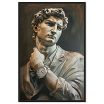 Classy Sculpture Men Style Man Cave Canvas Wall Art by Notoriart, Black Floater Frame, 31" x 46"