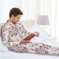 thumbnail image 5 of KLL Rose Flowers Sleepwear Mens Flannel Pajamas,Long Cotton Pj Set, 5 of 7