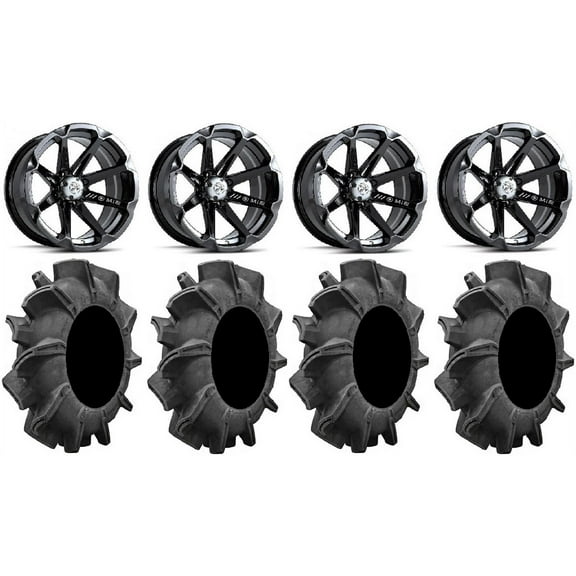 MSA Blk Diesel 14" ATV Wheels 29.5" Assassinator Tires Honda Foreman Rancher SRA
