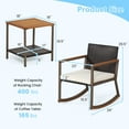 thumbnail image 2 of Gymax 3PCS Patio Rattan Rocking Chair Bistro Set Armrest Cushion Table w/ Storage Shelf, 2 of 10