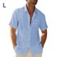 thumbnail image 3 of Qarigey Camisa con botones de estilo informal para hombre, camisa de verano para fiesta en la piscina, Color sólido, diseño Simple, Tops Camisetas Azul claro L, 3 of 5