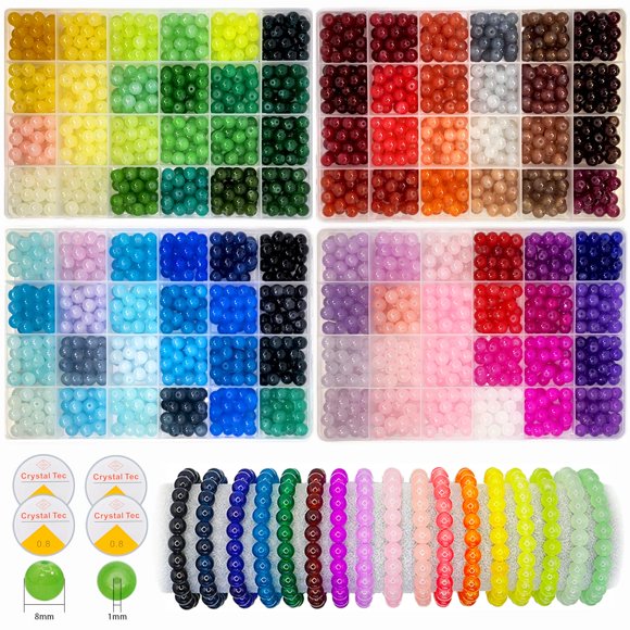 Kit de fabricación de pulseras Gaspletu con perlas de vidrio, 96 colores, 2500 unidades