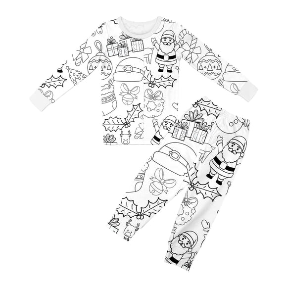 AJIWYH Pyjama Garçon Enfant Bricolage Peint à la Main Ensemble de Vêtements d'Intérieur à Colorier Ensembles de Pyjama pour Garçon et Fille Peuvent Jouer avec et Porter Ensemble de Pyjama Colorme Enfants Blanc, 8-9 Ans