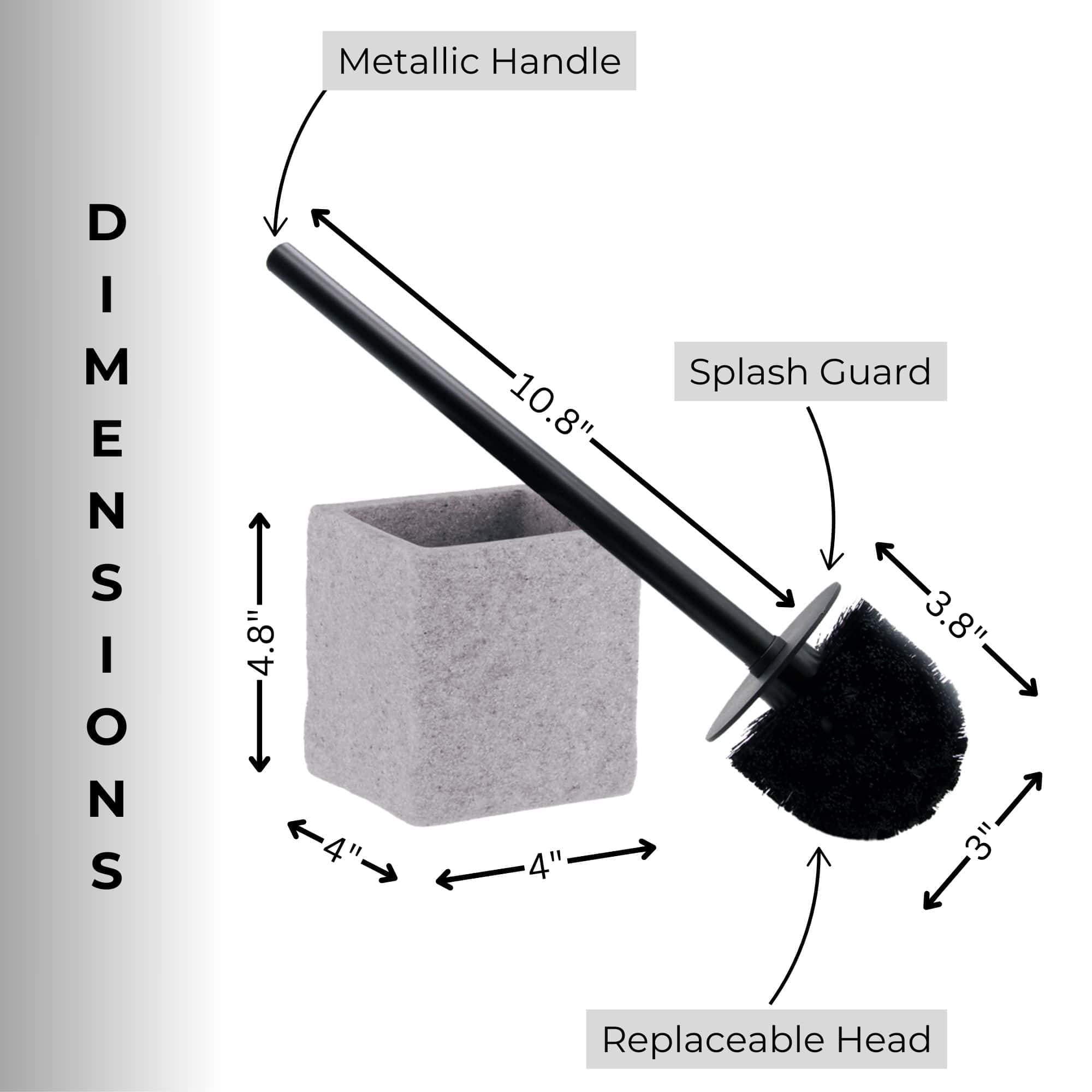 Gray Stone Effect Square Toilet Brush and Holder Set