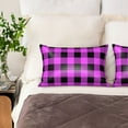 thumbnail image 2 of KLL Purple Black Buffalo Plaid Pattern Silk Pillowcase for Hair and Skin Standard Size 20"X 30" Soft Breathable Pillow Covers for Sleeping, 2 of 7