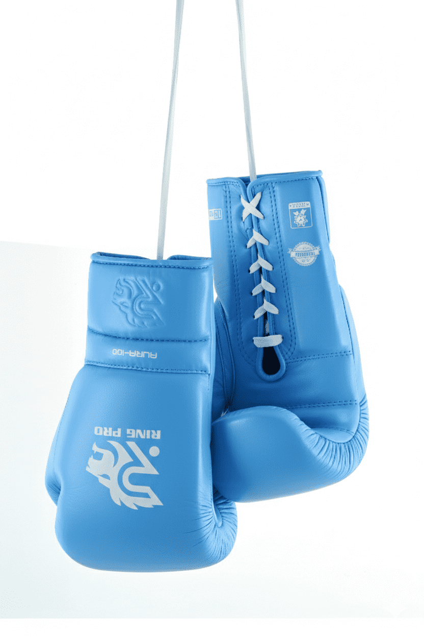 Ring Pro Sports Aura-100 Series Boxing Glove Made of Genuine Cowhide Leather for Boxing & MMA - Cyan 12 oz