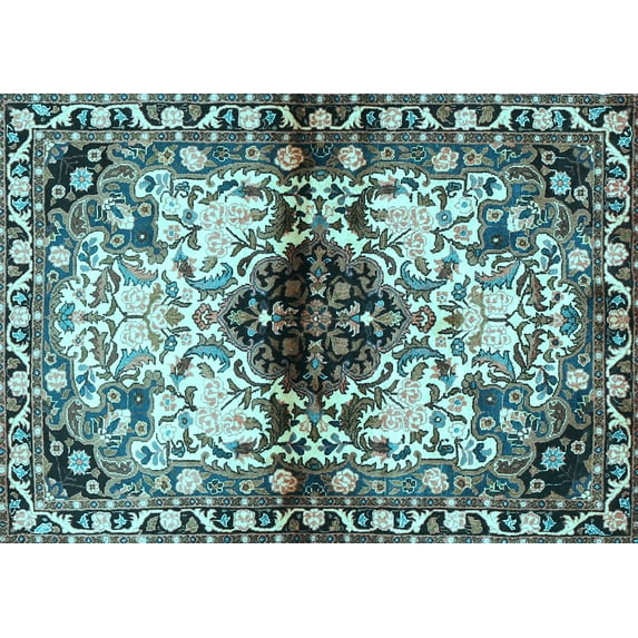 Ahgly Company Indoor Rectangle Persian Light Blue Traditional Area Rugs, 2' x 5'