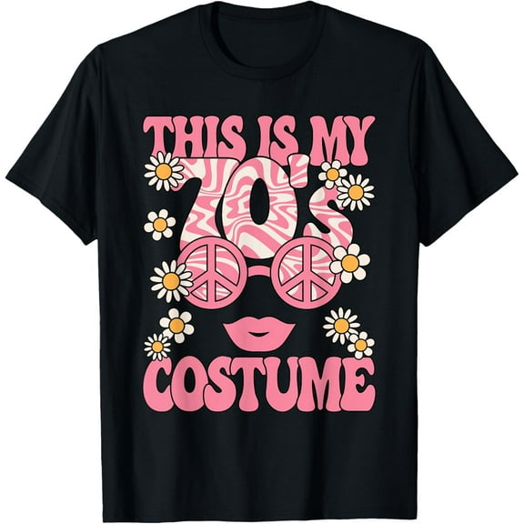 This Is My 70's Costume Women 1970s Party 70s Outfit Retro T-ShirtMen and women, Black T-shirt, size: Extra large