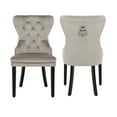 thumbnail image 3 of WestinTrends Wordford Velvet Dining Chairs Set of 2, Modern Wingback Upholstered Button Tufted Kitchen Dining Room Chairs with Solid Wood Legs and Pull Ring, Gray, 3 of 11
