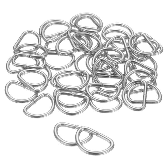 Uxcell 100pcs D Ring 3/8" (10mm) Metal Electroplate D-Shape Buckle Clips, Silver