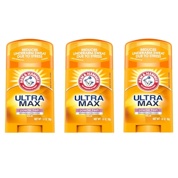 ARM & HAMMER Ultra Max Antiperspirant Deodorant, Powder Fresh 1 oz (Pack of 3)