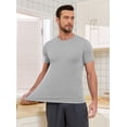 thumbnail image 5 of MAYFISH Men's Bamboo Rayon Undershirts Short Sleeve Crew Neck Tees Soft Lightweight Moisture Wicking 3/5 Pack(Black/White/Grey,M), 5 of 6